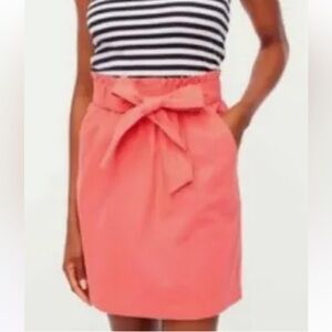 J crew coral tie waist linen blend skirt NWT